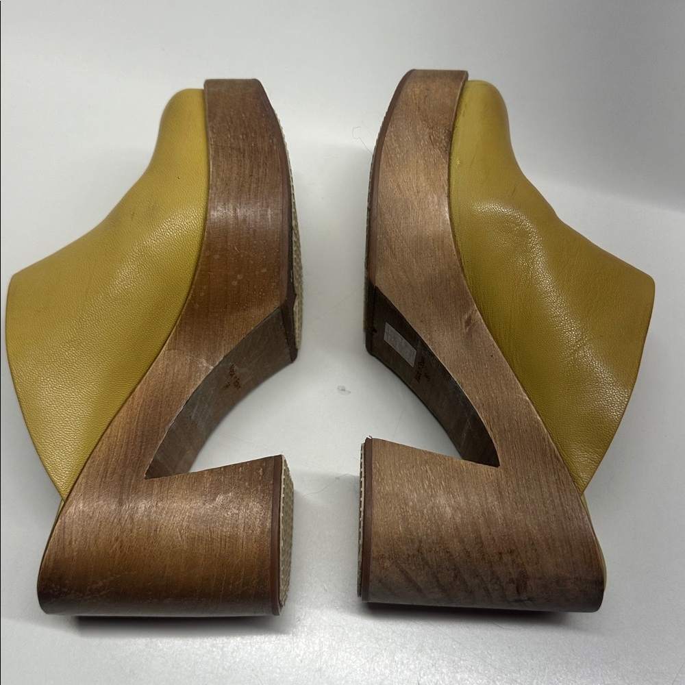 Free People Suki Platform Clogs High Heeled Open Back Shoes Yellow Size 38 / 8 - Picture 6 of 11